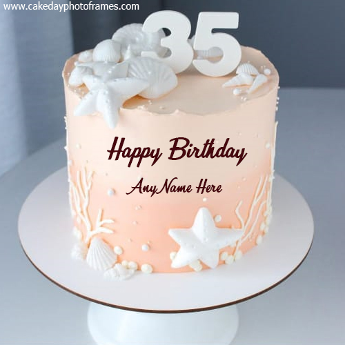 Happy 35th birthday cake wish with name editor