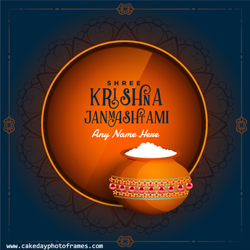 Happy Janmashtami wish card with name editor