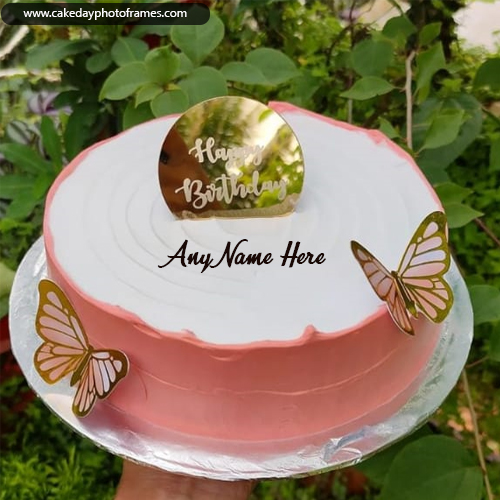 Happy Birthday butterfly wish cake with name editor