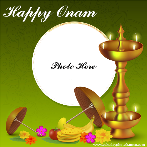 Happy Onam wishes with Photoframe Image online