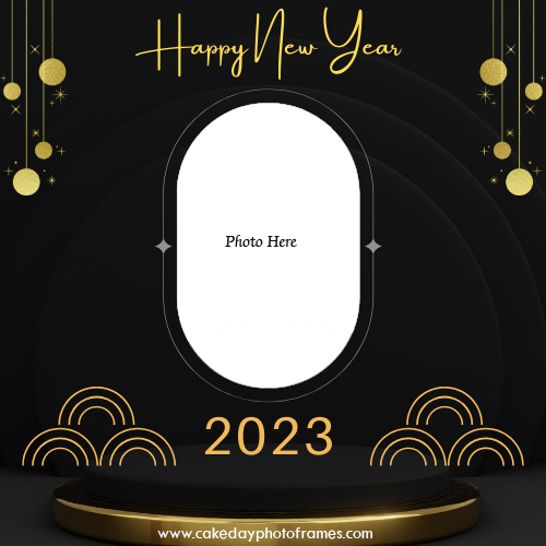 Happy new year greeting card with name and photo edit