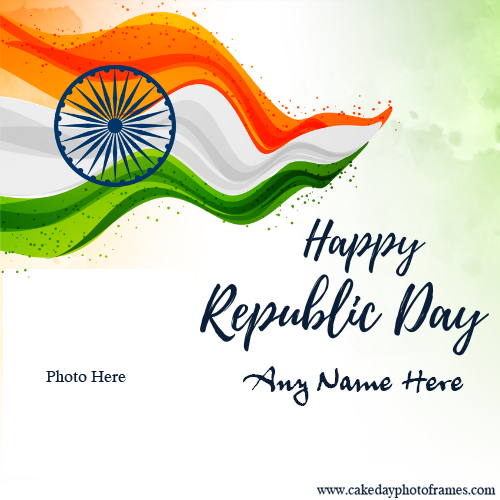 Happy republic day 2023 card with name and photo edit