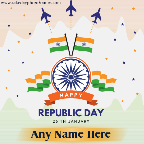 Generate Indian Flag theme Happy Republic Day Card With Name