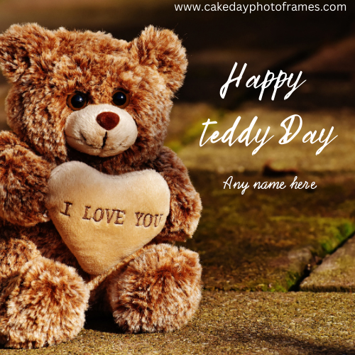 beautiful Happy Teddy Day Card with Name edit
