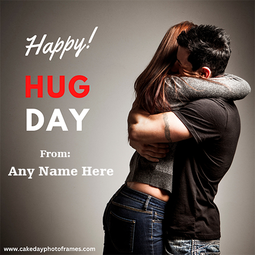 Celebrate Your First Date Hug Day with a Personalized Happy Hug Day Card for Your Partner