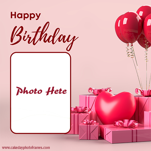 Wishing you a happy birthday red balloon card with photo