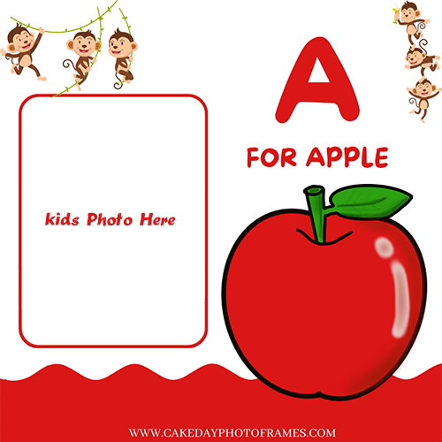 A for apple kids learing photo frame with a photo editor