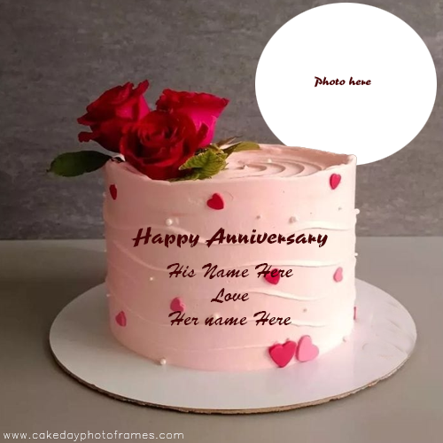 Happy anniversary greeting card with couple name and photo edit