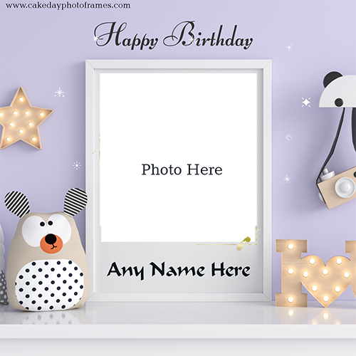 Beautiful Happy Birthday Card with Name and Photo