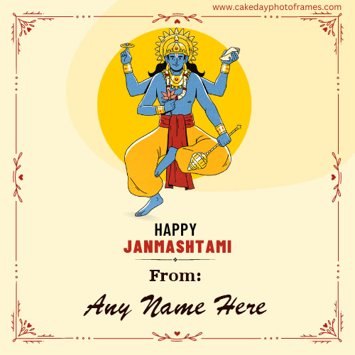 Special Janmashtami 2023 Krishna greeting cards with name