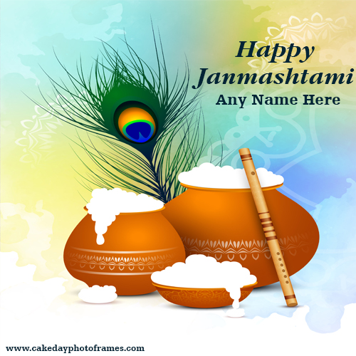 Happy Janmashtami 2023 card with name editor for free