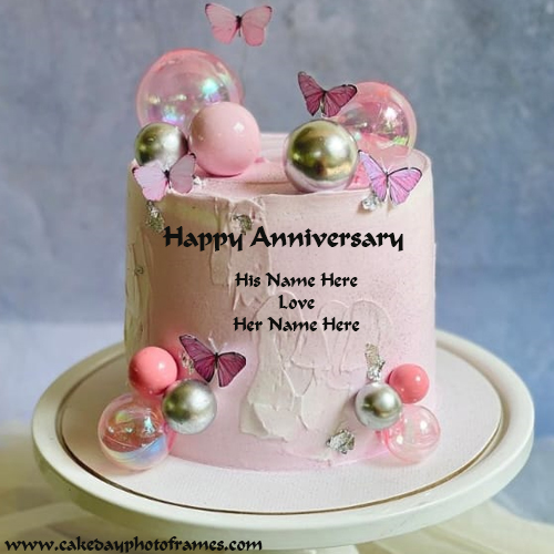 Happy anniversary cake with name editor online free