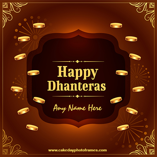 Customized Happy Dhanteras Wish Card with Name Editor