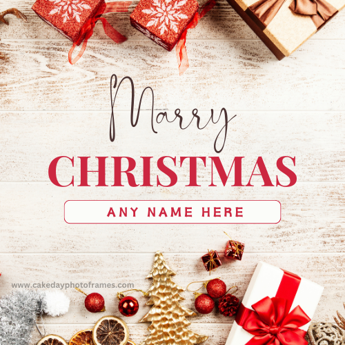 Create unique Christmas theme card 2023 with name into it