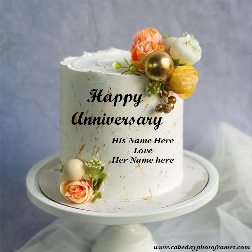 Create Happy Anniversary greeting cake online edit