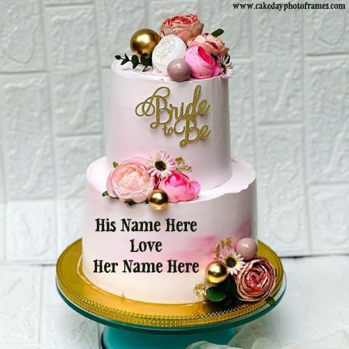 Bride to be cake with couple name pic free edit