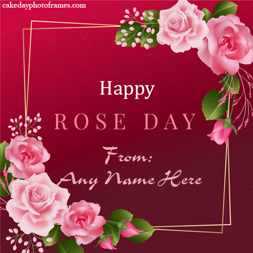 Happy Rose day 2024 wish card with name free edit