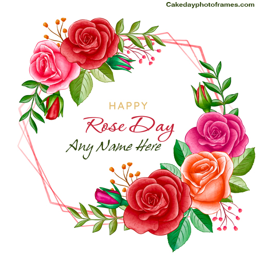 Create Custom Happy Rose Day Wishes Card with Name Editor Online