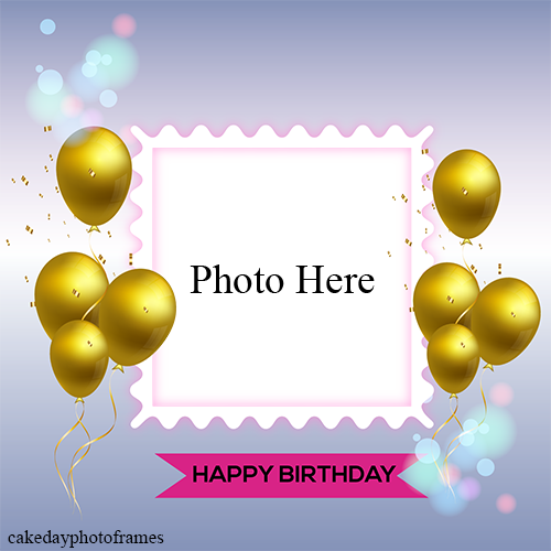 Decorated Happy Birthday Photoframe card free edit
