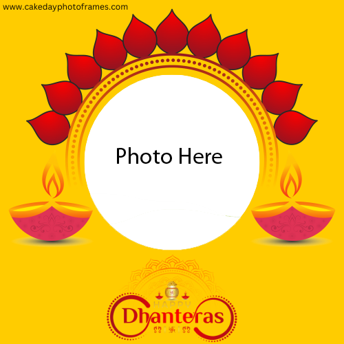 Happy Dhanteras wishes greeting card with name edit and photo