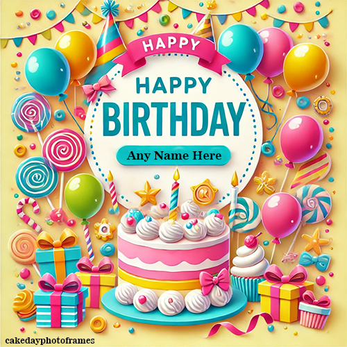 Editable Happy Birthday Cake Card for Your Loved Ones