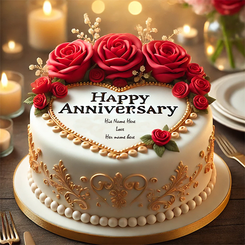 happy anniversary cake with personalized name