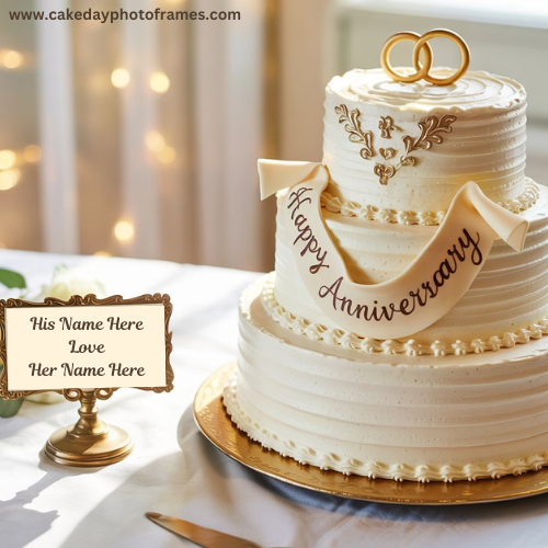 Customized Anniversary Cake with Name Free Online Name Editing Cake Day Photo Frame