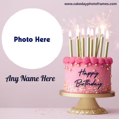 Design birthday cake with name and photo frame online