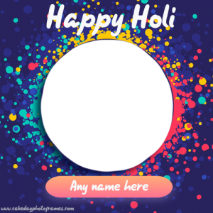 Happy Holi wishes card with Name and Photo