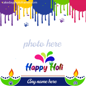 happy holi greeting card 2020 with name and photo edit