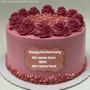 Happy anniversary greeting cake with couple name