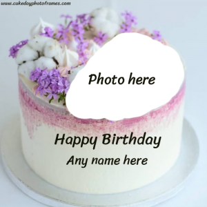 Happy Birthday Flower Cake with Name and Photo edit