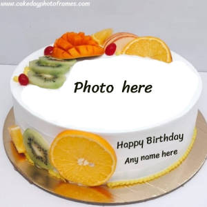 Online Happy Birthday cake with Name & photo editor