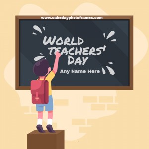 happy teachers day greeting card with name