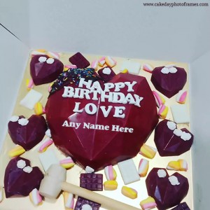 heart shaped birthday cake images with name