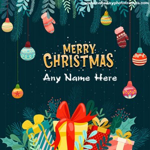 Merry Christmas wishing card with Name Editor