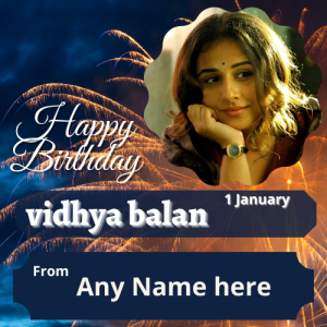 Vidya Balan birthday wishes greeting card with name pic