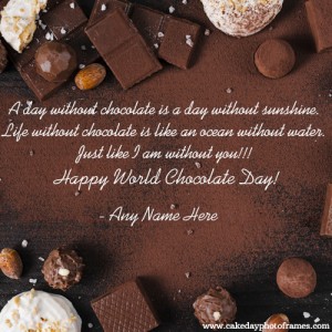 Happy world chocolate day 2022 greeting card with name