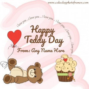 Personalized Happy Teddy Greeting card with Name