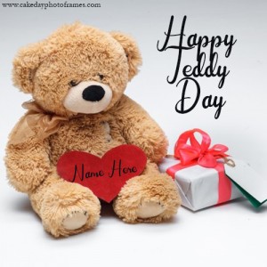 write name on happy teddy day greeting card pic