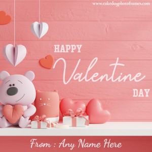 Happy valentine day 2022 wishes greetings card with name