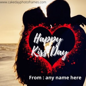 Create Happy Kiss Day greeting card for your loved One