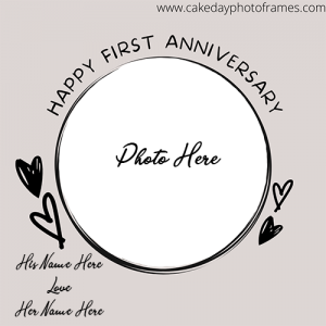 Make Happy First Anniversary card with couple name and photo