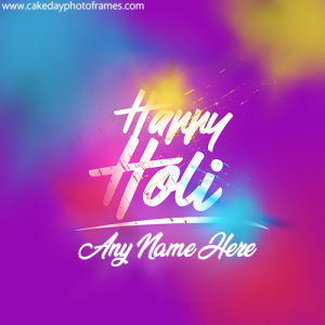 Happy Holi 2022 Greetings Card with Name Pic Free Edit