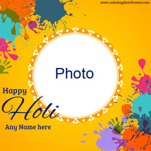 Happy Holi Wish Card with Name and Photo Editor
