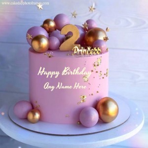 Happy 2nd birthday princess cake with name edit