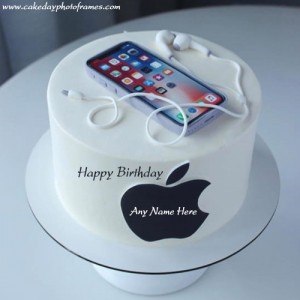 Happy Birthday Apple I phone theme cake with name