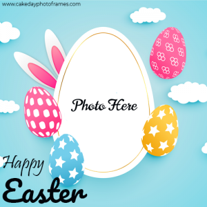 Happy Easter day photo frame wishes with photo