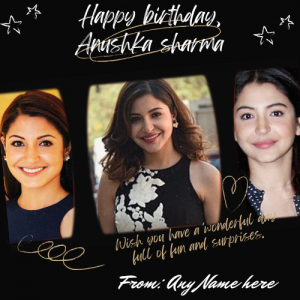 Anushka sharma birthday wishes greeting card with name pic