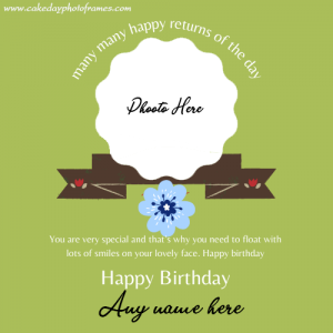 Happy birthday wishes greeting card with name photo edit
